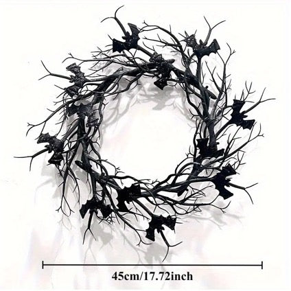 Halloween Dead Branch Wreath with Artificial Bats