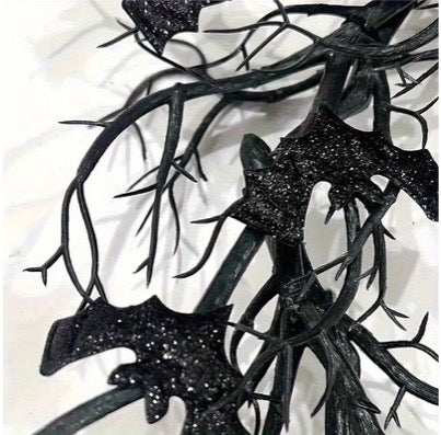 Halloween Dead Branch Wreath with Artificial Bats