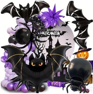 6pcs Large Halloween Spider & Bat Balloon Set