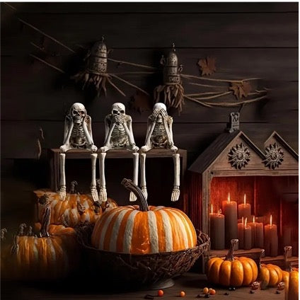 Hear No Evil See No Evil & Speak No Evil Skeleton Statues
