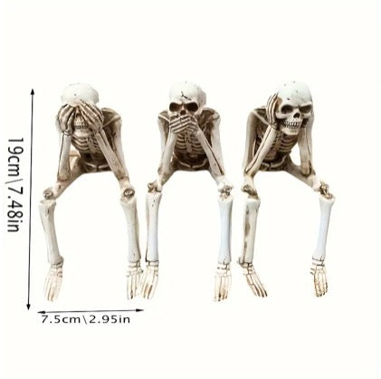 Hear No Evil See No Evil & Speak No Evil Skeleton Statues