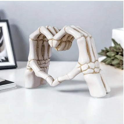 Skeleton Hand Heart Statue