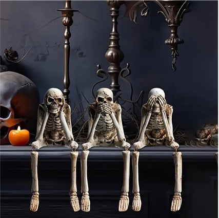 Hear No Evil See No Evil & Speak No Evil Skeleton Statues